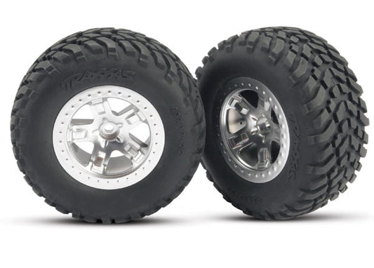 Traxxas SCT Satin Chrome Wheels & Off-road Tires (2) TRA5875