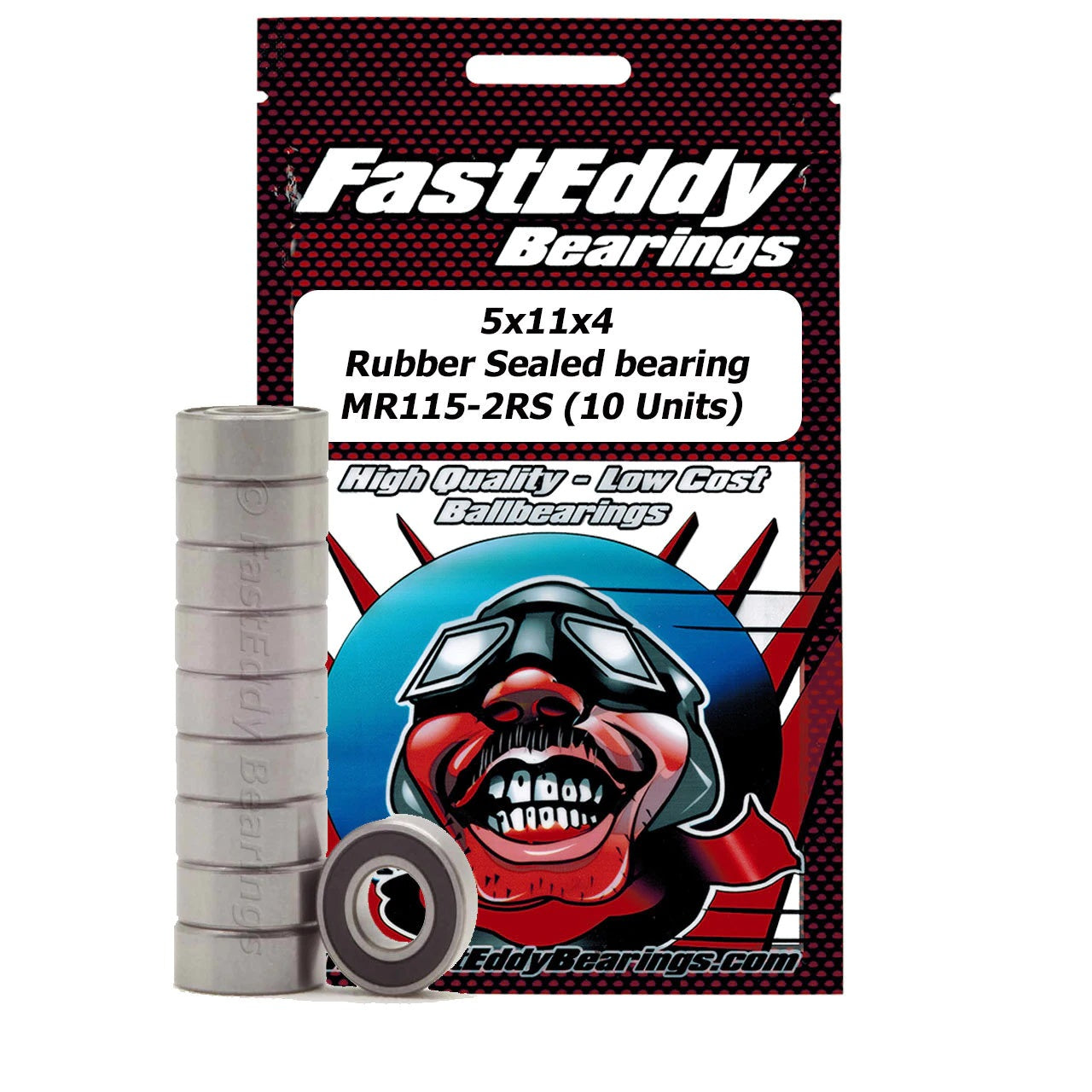 Fast Eddy Bearings Fasteddy 5x11x4mm Rubber Sealed Bearing (10) MR115-2RS TFE268