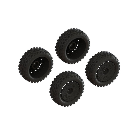 ARRMA Dboots '2-ho' Tire Set Glued (Black) (2 Pairs) ARA550114