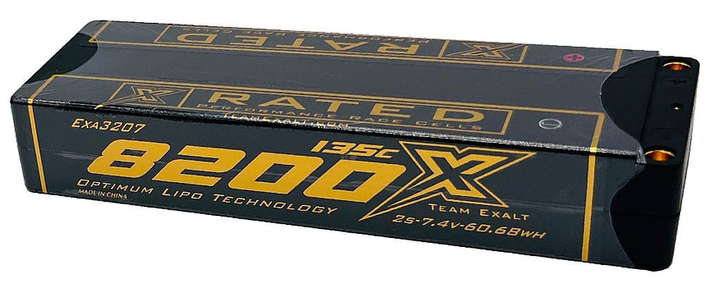 Exalt 2S 7.4v 8200mAh 150C Stick W/5mm Bullets, X-rated Lipo Battery Series EXA3207