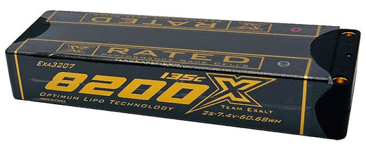 Exalt 2S 7.4v 8200mAh 150C Stick W/5mm Bullets, X-rated Lipo Battery Series EXA3207