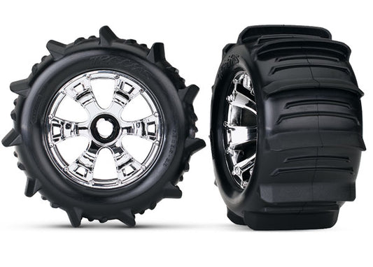 Traxxas Geode 3.8" Chrome Wheels & Paddle Tires (2) TRA5672