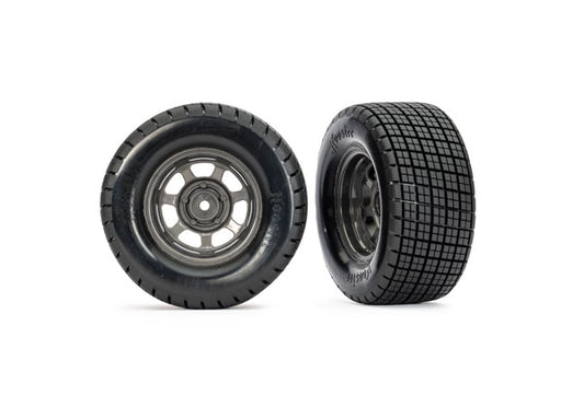 Traxxas Dirt Oval Gray Front Wheels w/ Hoosier Tires (2) TRA10473X