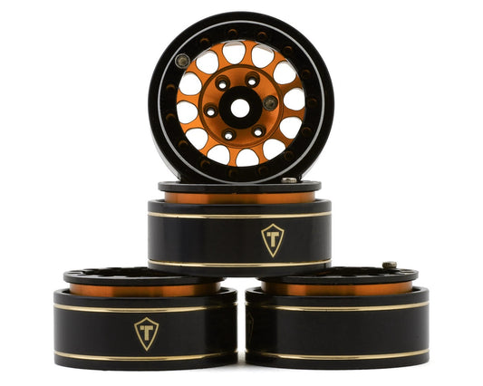 Treal Hobby Type I 1.0" Classic 12-spoke Beadlock Wheels (Orange) (4) TLHTSCX24-244