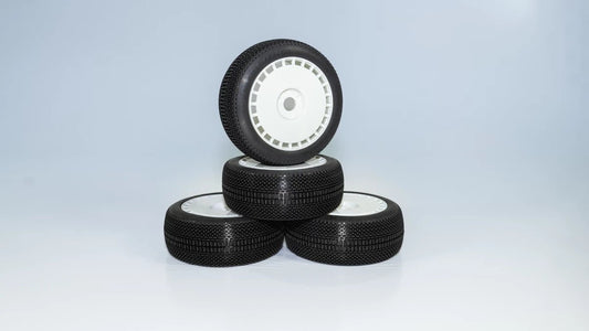 Dialed RC 1/8 Buggy Tires V3 SSLW White Wheel Preglued 9420V3SSLWGW