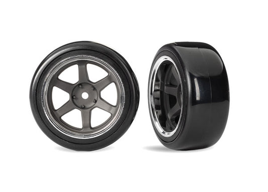 Traxxas 1.9" Gray 6-spoke Rear Wheels & Hard Drift Tires (2) TRA10575