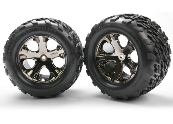 Traxxas All-star 2.8" Black Chrome Wheels & Talon Tires (2) TRA3668A