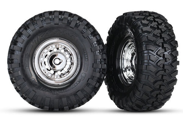 Traxxas 1.9" Chrome Deep Dish Wheels w/ Canyon Trail Tires (2) TRA8177