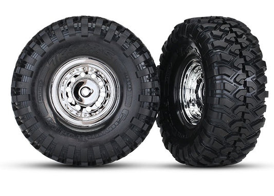 Traxxas 1.9" Chrome Deep Dish Wheels w/ Canyon Trail Tires (2) TRA8177