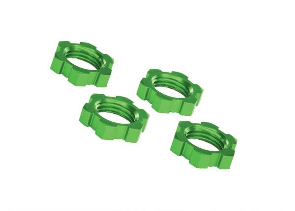 Traxxas Serrated 17mm Green Aluminum Splined Wheel Nuts (4) TRA7758G