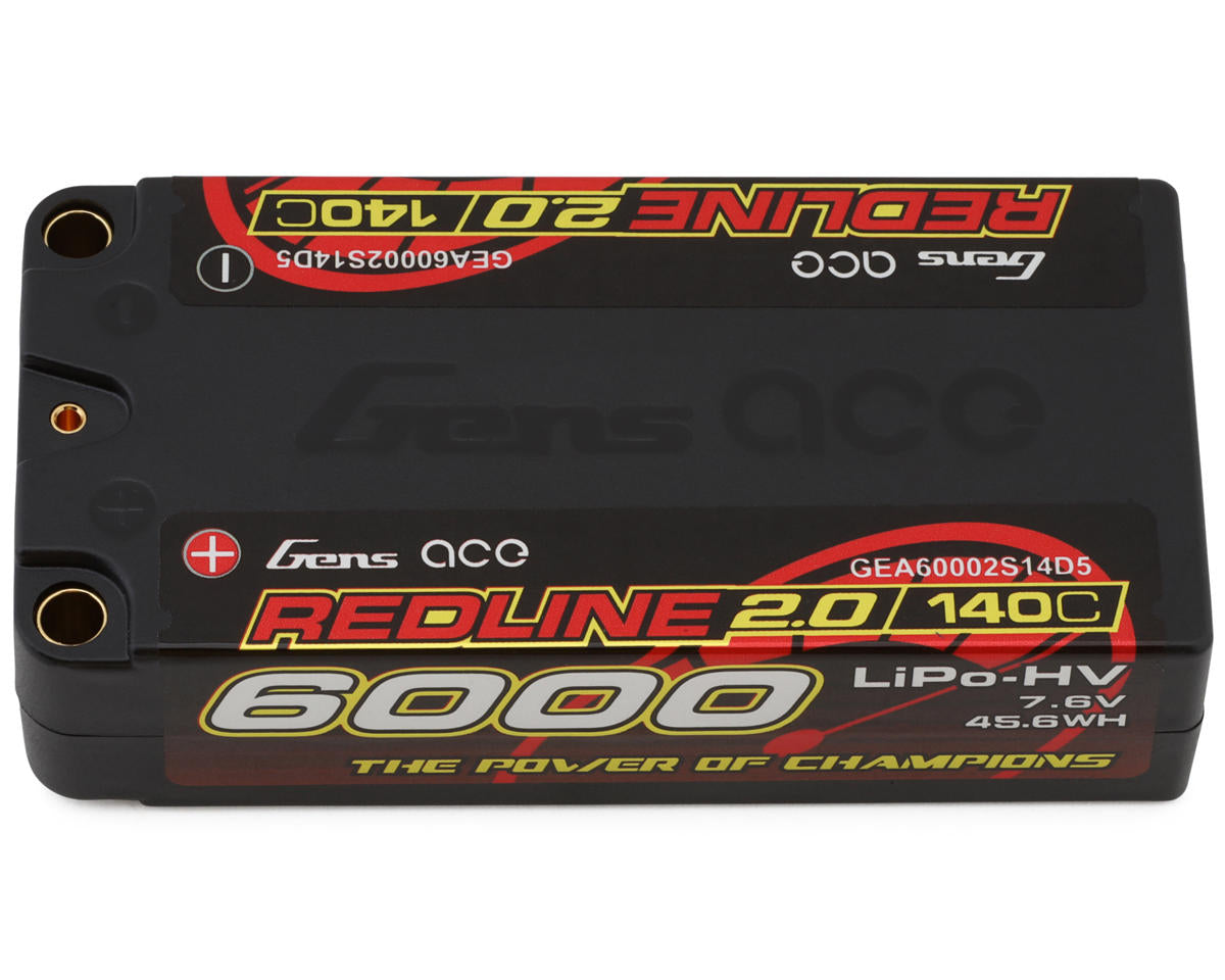Gens Ace Redline 2.0 2S Shorty Lihv Battery 140C (7.6v/6000mah) W/5mm GEA60002S14D5