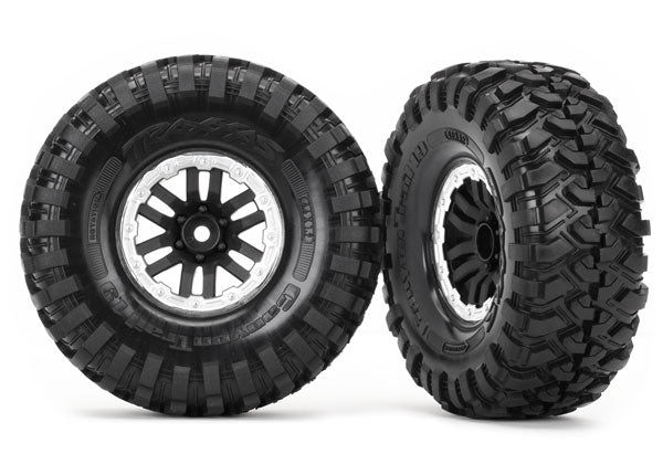 Traxxas 1.9" Black & Satin Trx Wheels w/ Canyon Trail Tires (2) TRA8272X