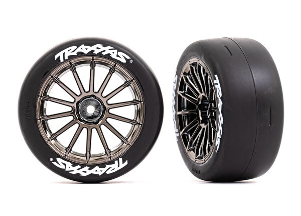 Traxxas 2.0" Black Chrome Front Wheels & Response Tires (2) TRA9374R