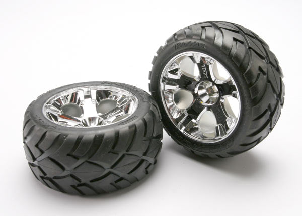 Traxxas All-star 2.8" Chrome Wheels & Anaconda Tires (2) TRA5577R