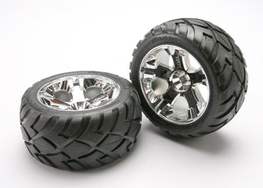 Traxxas All-star 2.8" Chrome Wheels & Anaconda Tires (2) TRA5577R