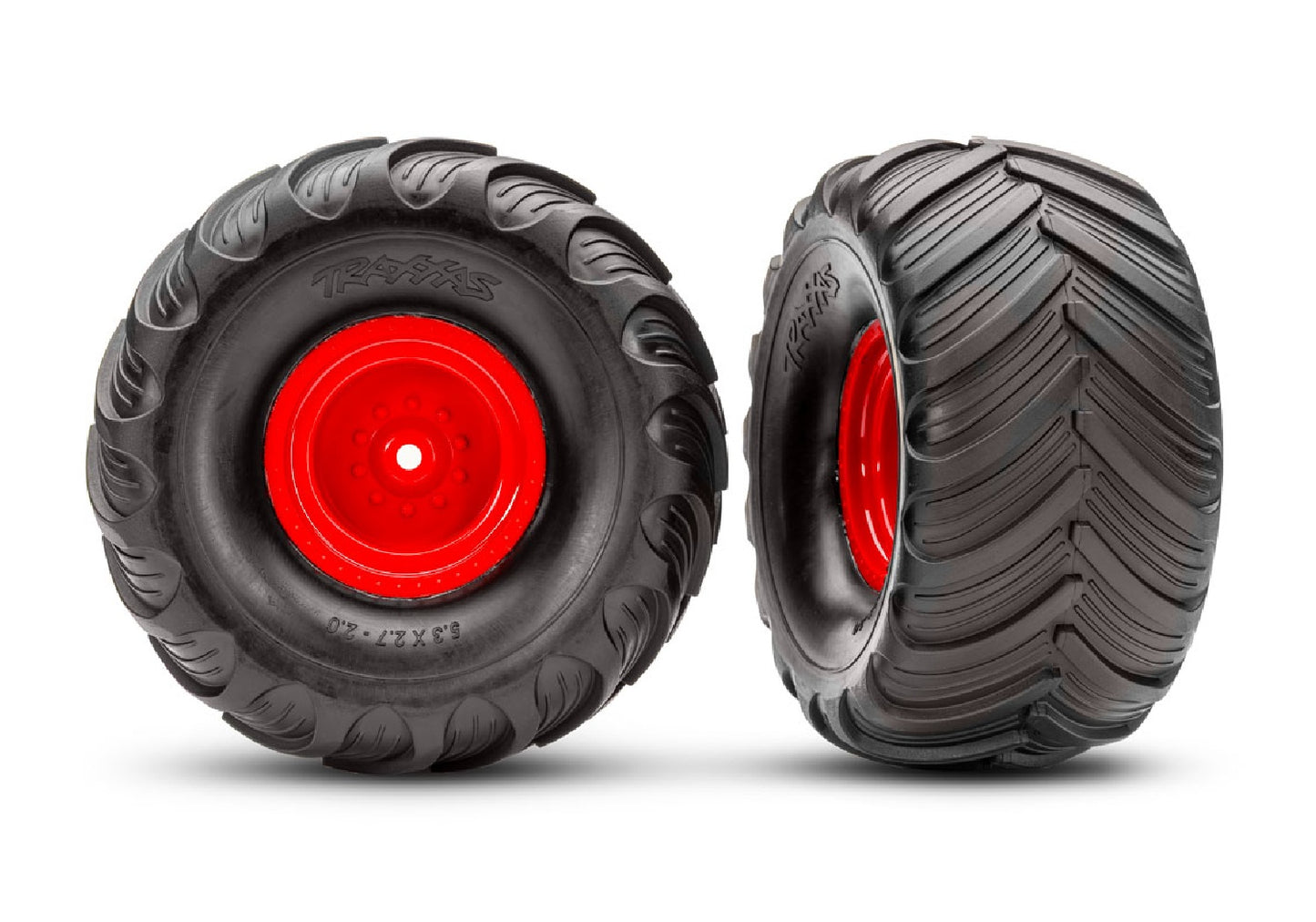Traxxas Red Monster Truck Wheels & Terra Groove Tires (2) TRA3663-RED
