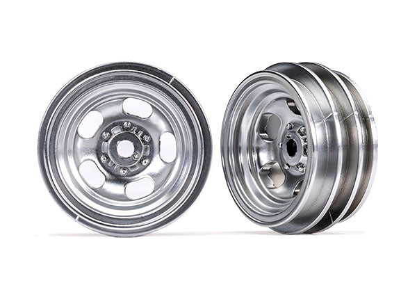 Traxxas TRX-4M 1" Satin Chrome Slotted Wheels (2) TRA9869