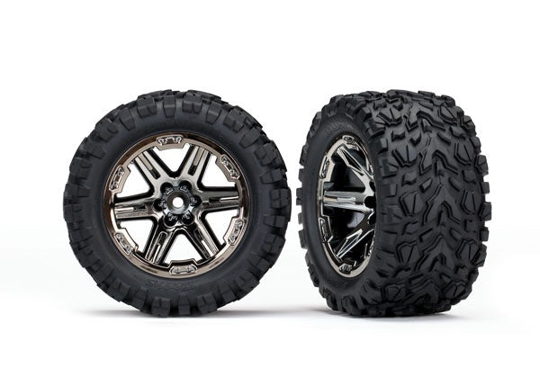 Traxxas Rxt 2.8" Black Chrome Wheels & Talon Ext Tires (2) TRA6773X