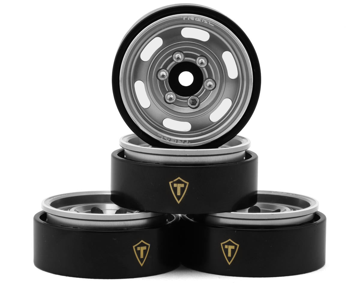 Treal Hobby Type E 1.0" 6-slot Beadlock Wheels (Silver) (4) (21.9g) TLHTSCX24-198