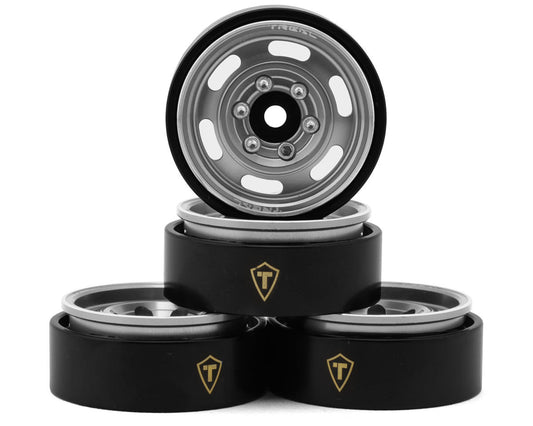Treal Hobby Type E 1.0" 6-slot Beadlock Wheels (Silver) (4) (21.9g) TLHTSCX24-198