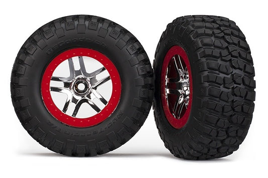 Traxxas SCT Chrome & Red Wheels & S1-compound Bfg Tires (2) TRA5877R