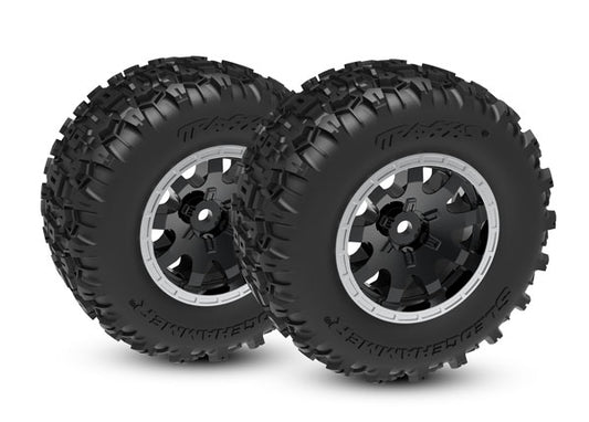 Traxxas Black & Satin Front Wheels w/ Sledgehammer Tires (2) TRA10771-STBLK
