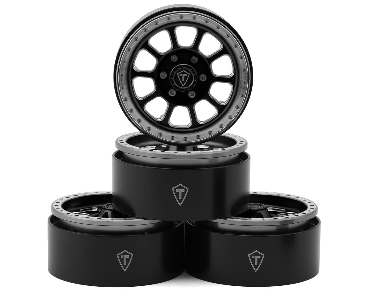 Treal Hobby Type V2 1.9" Beadlock Wheels (Black/silver) (4) TLHTWHEELS-04