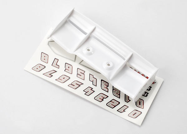 Traxxas White 1/16 E-revo Wing w/ Decals TRA7123