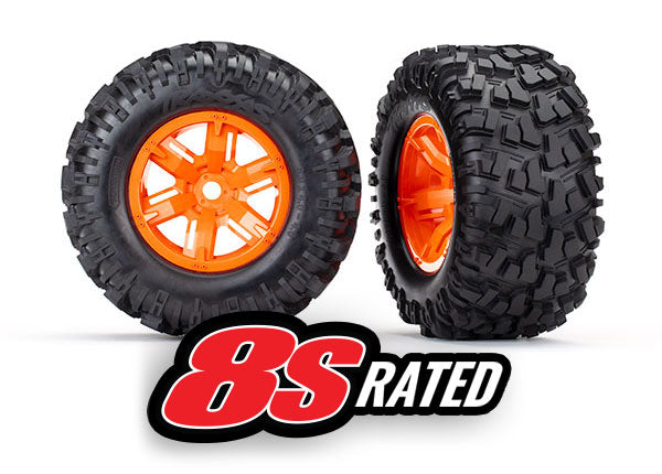 Traxxas X-maxx Orange Wheels w/ Maxx At Tires (2) TRA7772T