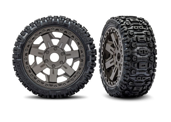 Traxxas 3.0" Gray Wheels w/ Belted Sledgehammer Tires (2) TRA9071-GRAY
