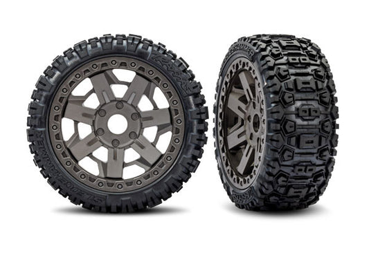 Traxxas 3.0" Gray Wheels w/ Belted Sledgehammer Tires (2) TRA9071-GRAY