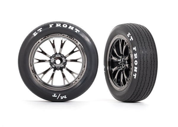 Traxxas Weld Black Chrome Front Wheels & MT Tires (2) TRA9474X