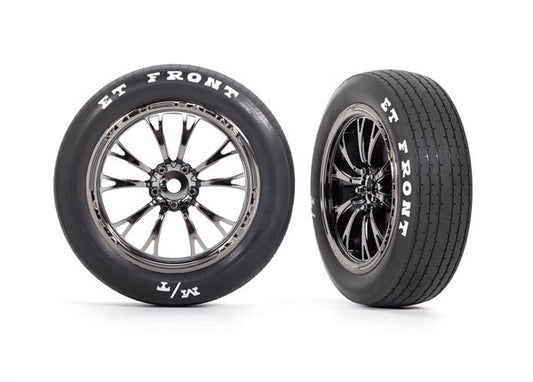 Traxxas Weld Black Chrome Front Wheels & MT Tires (2) TRA9474X