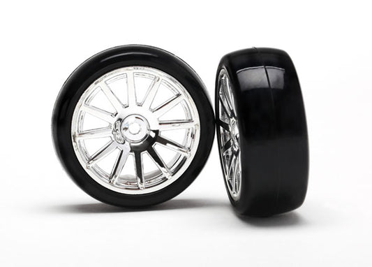Traxxas Chrome 12-spoke Wheels w/ Slick Tires (2) TRA7573
