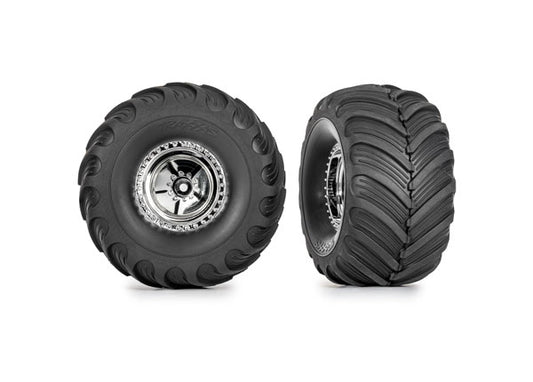 Traxxas 1.2" X 3.0" Chrome Wheels & Terra Groove Tires (2) TRA9867