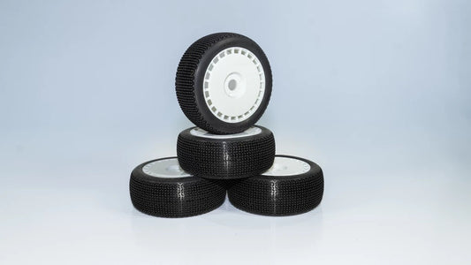 Dialed RC DIALED-RC V1 Medium 1/8 Buggy Tires Pre-Glued (White Spoke) (4) 9420V1MGW