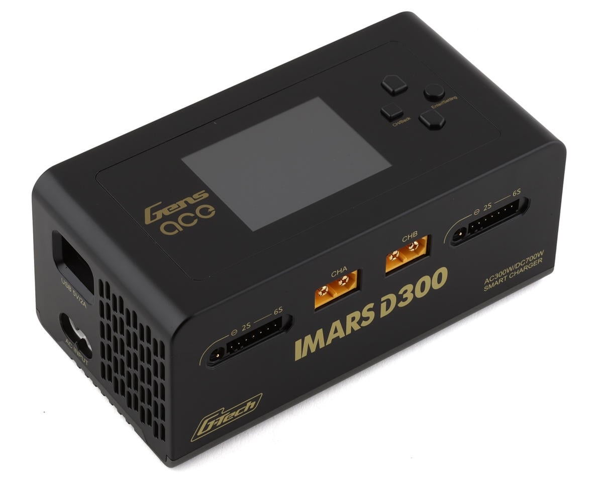 Gens Ace Imars D300 G-tech Smart Dual AC/dc Charger (6S/16A) (Black) GEA300WD300-UB