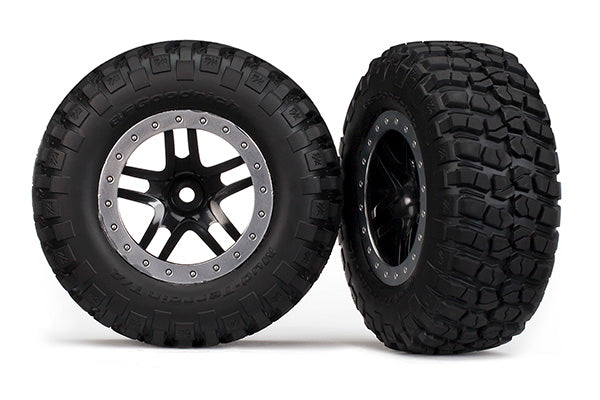 Traxxas SCT Black & Satin Chrome Wheels & Bfgoodrich Tires (2) TRA5885