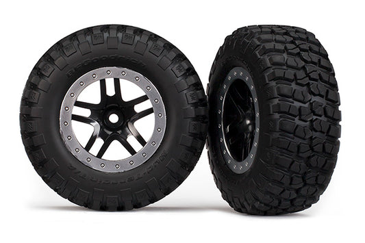 Traxxas SCT Black & Satin Chrome Wheels & Bfgoodrich Tires (2) TRA5885