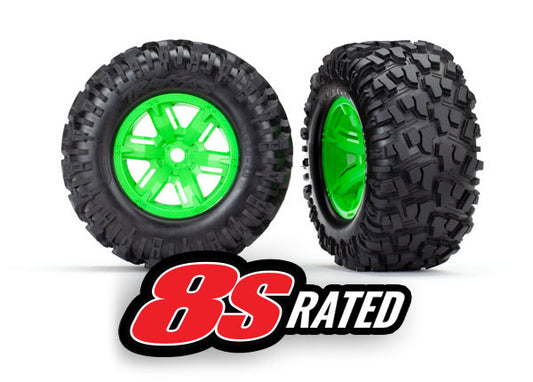 Traxxas X-maxx Green Wheels w/ Maxx At Tires (2) TRA7772G