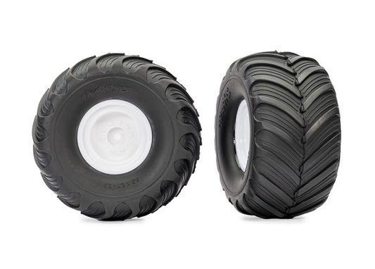 Traxxas White Monster Truck Wheels & Terra Groove Tires (2) TRA3663-WHT