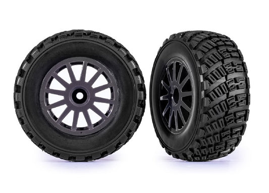 Traxxas Gray 12-spoke Rally Wheels w/ Rally Tires (2) TRA7473-GRAY