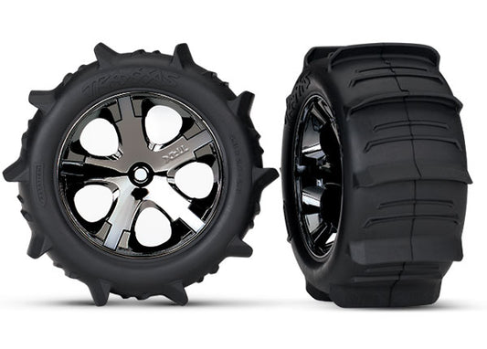 Traxxas All-star 2.8" Black Chrome Wheels & Paddle Tires (2) TRA3776