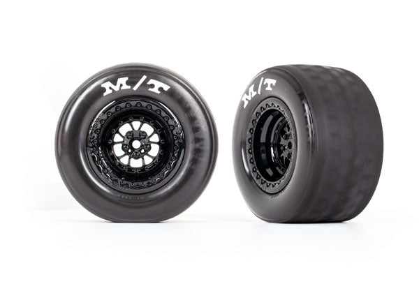 Traxxas Weld Gloss Black Rear Wheels & MT Tires (2) TRA9475