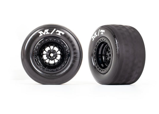 Traxxas Weld Gloss Black Rear Wheels & MT Tires (2) TRA9475