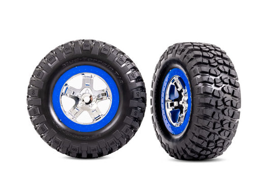 Traxxas SCT Chrome & Blue Wheels & Bfgoodrich Tires (2) TRA5867A