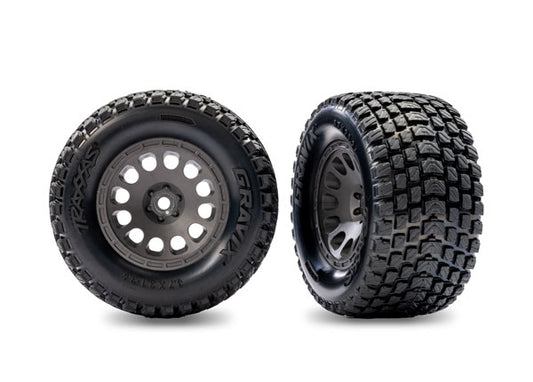 Traxxas Gray Rear Mini Xrt Wheels w/ Gravix Tires (2) TRA10775-GRAY
