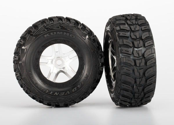 Traxxas Satin Chrome & Black Wheels & S1 Kumho Tires (2) TRA5976R