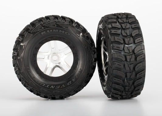 Traxxas Satin Chrome & Black Wheels & S1 Kumho Tires (2) TRA5976R