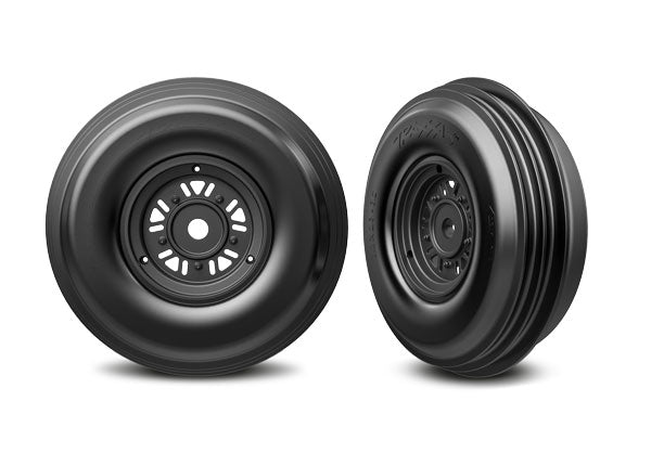 Traxxas 3.2" Funco Black Front Wheels & Ribbed Tires (2) TRA10971